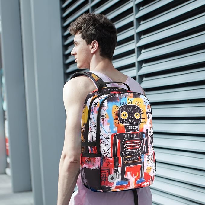 UNIKER Travel Laptop Backpack,Graffiti Backpack for Work,Designer Laptop Backpack for 15.6 Inch,Water Resistant Backpack Computer Bag,Scientist