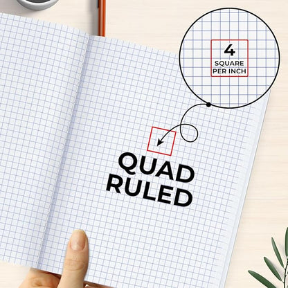 50 Pack Graph Composition Notebook, 200 Pgs (100 Sheets) Bulk Graph Paper Composition Notebook for school, Bulk Graphing Notebook, 4x4 Grid, Quad Ruled Composition Book, Hard Sewn Bound Cover
