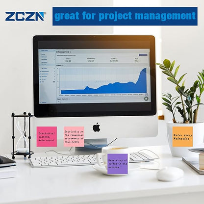 ZCZN Small Sticky Notes, 1.5in x 2in, 100 Sheets/Pad, 10 Pads/Pack, White