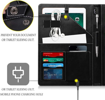 Toplive Portfolio Case Padfolio, Executive Business Document Organizer with Letter Size Clipboard, Business Card Holder, Tablet Sleeve, Perfect for Business School Office Conference, Tree-Black