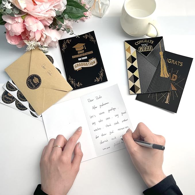 Graduation Cards, Graduation Cards 2024 with Envelopes and Gold Foil, 24 Pack Bulk Graduation Greeting Cards, Grad Gift Card for College & High School Graduation Party Decoration