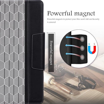 Toplive Portfolio Case Padfolio, Executive Business Document Organizer with Letter Size Clipboard, Business Card Holder, Tablet Sleeve, Perfect for Business School Office Conference, Tree-Black