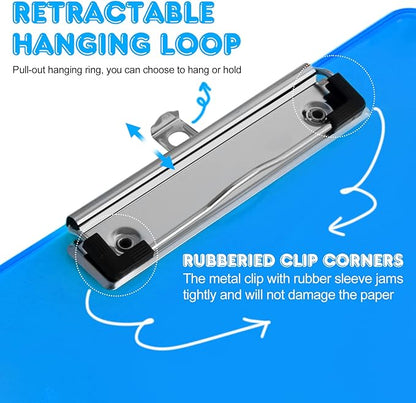 Clipboards, HERKKA 25 Pack Plastic Office Clipboards, Assorted Transparent Color Plastic Clipboards, Low Profile Clip Standard A4 Letter Size