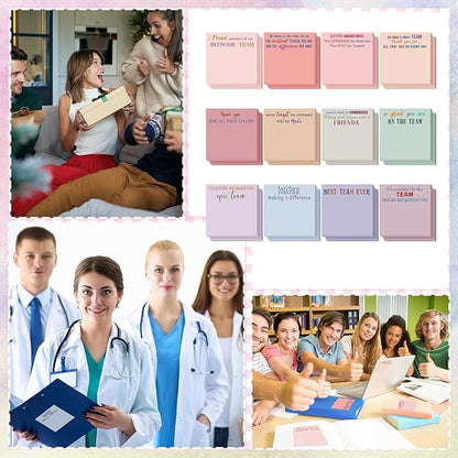 Yinder 24 Pcs Team Sticky Notes Team Appreciation Gifts Bulk Employee Coworker Inspirational Sticky Notes Pad Appreciation Gifts for Teacher Nurse Office Supplies 3 x 3''(Aesthetics,Appreciation)