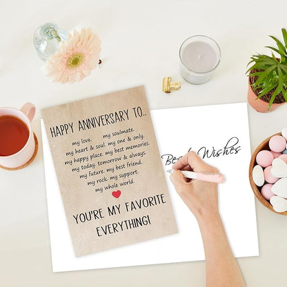 Happy Anniversary Card for Husband Wife, Sweet Wedding Anniversary Card for Couple, Romantic Anniversary Card Gift for Boyfriend Girlfriend