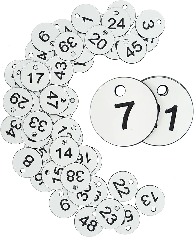 StayMax Plastic ID Number Tags Engraved Tags Key Tags Without Key Rings (201-300, White)