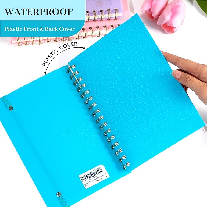 Yoment Spiral Notebook College Ruled A5 Spiral Bound Journal 160 Pages Thick Paper Plastic Hardcover Spiral Notebook 5x7 Wire Bound Notebooks for Note Taking School Office Supplies, Teal