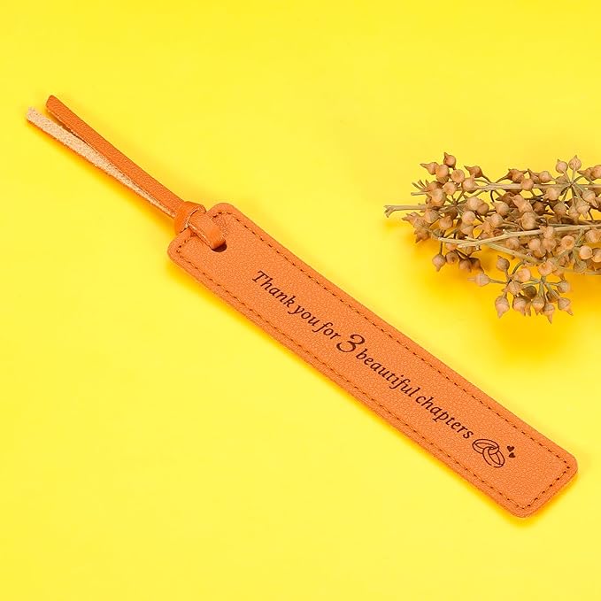 Leather Bookmark 3 Year Anniversary Wedding Gifts for Women Men Him Her 3rd Anniversary Gift for Husband Wife 3rd Anniversary Valentines Gift, Christmas Gift Ideas, Thank You for 3 Beautiful Chapters