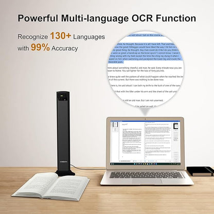VIISAN DL24 Innovative Book Scanner, 24MP Document Camera with Asymmetrical Lighting Tech, A3 Document Scanner, OCR Auto-Flatten & Deskew, Text-to-Speech, for Desktop/Laptop, Works with Windows/MacOS