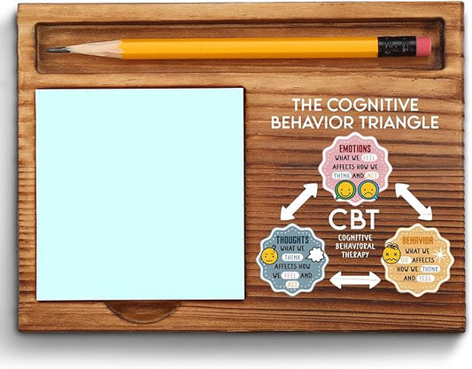 Cognitive Behavioral Therapy Sticky Note Holder, CBT Triangle Therapy Office Decor Mental Health Poster School Counselor Office Psychologist DBT Self-Stick Note Pad Holders ZSS45