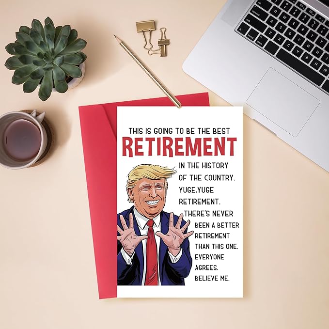 Best Trump Retirement Gifts for Woman Men, Funny Coworker Colleague Retirement Card, Happy Leaving Card for Retired Boss Teacher Friend Family