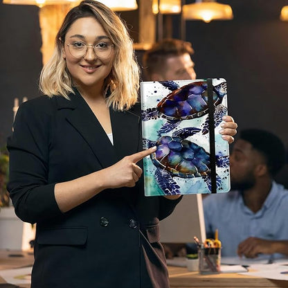 Padfolio Folder with Clipboard,Portfolios Organizer Clipboards with Storage Clipboard Writing Pad PU Leather Conference Document Organizer with Business Card Holder,Sea Turtle