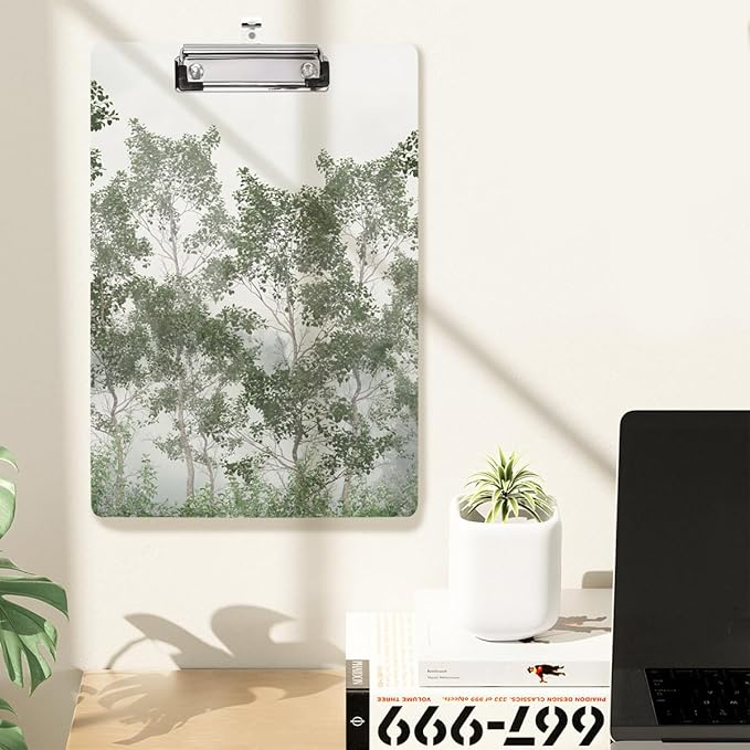 WAVEYU Cute Clipboard, Decorative Office School Fashion Hardboard Wood Nursing Clip Board for Standard A4 Letter Size for Students, Women,12.5"x 9", Green