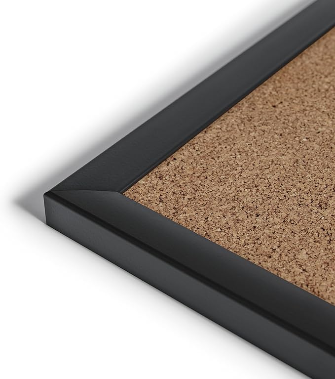 U Brands Cork Bulletin Board, 24'' x 36'', Black Wood Frame