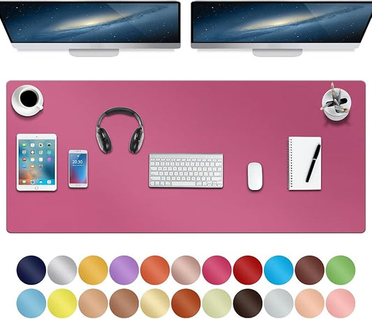Boutilon Leather Desk Pad 47"x 24" Non-Slip Mouse Pad,Business Desk Pad,Extended Table Protector for Keyboard and Mouse,Desk Writing Pad for Office Home Working Decor (XXXL-Rose Pink)