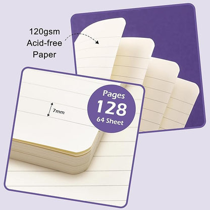 Ruled Notebook/Journal - Classic Lined Journal/Notebook, 5.3'' x 8.26'', Hardcover with Thick Paper, Banded + Pen Holder +Inner Pocket - Periwinkle