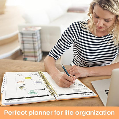 2026 Planner, Weekly and Monthly Calender Planner, Jan 2026 to Dec 2026, Hardcover 2026 Calendar Planner Book with Tabs & Inner Pocket, Office Home School Supplies for Women & Men - A4 (8.5" x 11"), Bright Orange