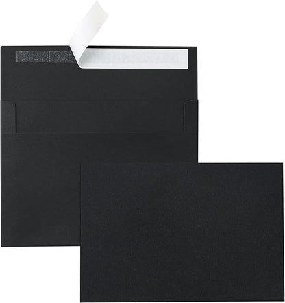 Black Blank Flat Cards and Envelopes 4.25 x 5.5 Heavyweight Single Panel Cardstock and A2 Envelopes Printable Self Seal 20 Packs for DIY Wedding Invitations, Birthday, Thank You Cards