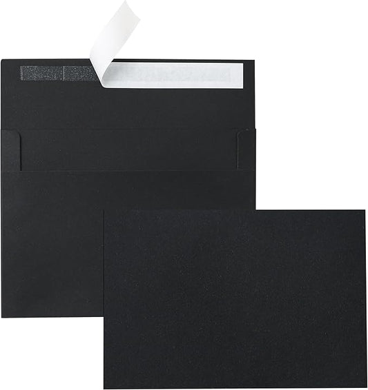 100 Packs Black Blank Greeting Cards and Envelopes 5 x 7 Heavyweight Single Panel Cardstock and A7 Envelopes Self Seal for DIY Wedding Invitations, Party, Thankgiving Cards, Baby Shower