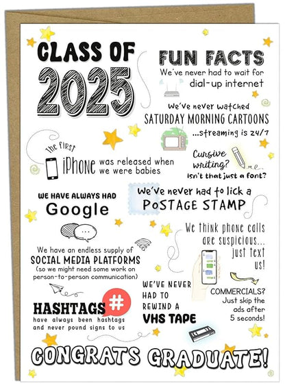 Katie Doodle - Funny, High School Graduation Card, Class of 2025 Gifts (Handmade in USA), Graduation Gifts for Her, Him, Girls, Boys - Includes 1 x Grad Card (5x7 inch) & 1 Kraft Envelope (self-seal)
