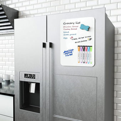 MaxGear 16 X 12 inch Magnetic Dry Erase Whiteboard for Refrigerator, Fridge Whiteboard Sheet Fridge Shopping List Office Notice Board with New Stain Resistant Technology (Include 1 Eraser,6 Markers)