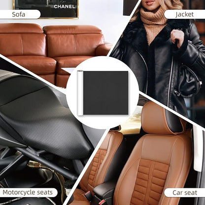 CHEIGHY Leather Repair Kit Self Adhesive Leather Repair Patch for Furniture 15.7X78.7 inch Vinyl Repair Kit for Couches Car Seats Sofa Office Chair Belt Jackets (Black)