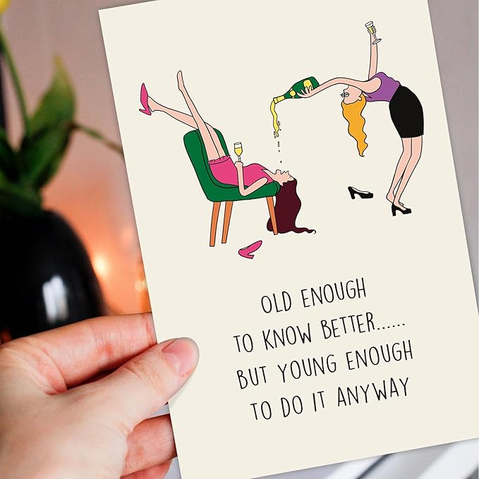 Funny Female Birthday Card for Friend Her, Happy Birthday Card for Girl Mom, Old Enough Card for Women