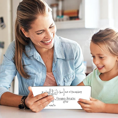 Set of 12 Small White Board Dry Erase Boards Classroom Pack 9" x12” Double Sided Personal Whiteboards for Students Teachers School Supplies Lapboards Mini Whiteboard Erasers Incl and Colors Pens