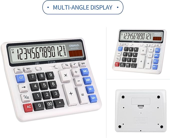 Desktop Calculator, Extra Large LCD Display Computer Button 12 Digits Accounting Calculator (OS-2135 Pro-2Pcs)