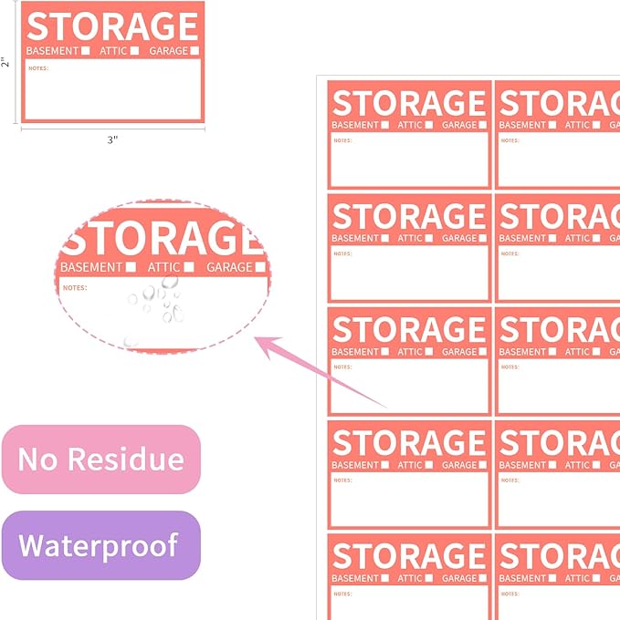2” x 3’’ Removable Waterproof Home Moving Box Packing Labels for 1/2/3/4 Bedroom Rooms, 9 Designs Color-Coded Moving Stickers Including Fragile 、Heavy and Blank Labels (300 Labels)