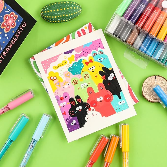 Grabie Acrylic Paint Pens Set, Easy-Flow Brush Tip Painting Markers for Canvas, Wood Crafts, Brush Tip Art Supplies