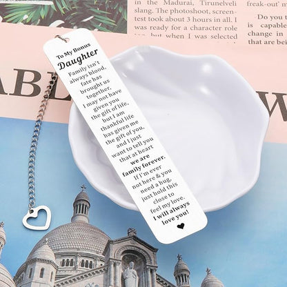Bonus Daughter Gifts - to My Bonus Daughter Bookmarks Unbiological Daughter Gifts Stepdaughter Gifts for Stepmom Mother Daughter Gifts from Mom Birthday Christmas Valentines Gifts for Daughter