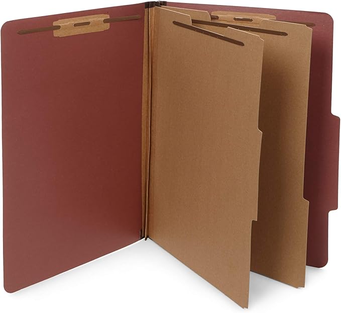 30 Legal Size Classification Folders, 2 Divider 2 Inch Tyvek Expansions, Durable 2 Prongs Designed to Organize Standard Law Client Files, Office Reports, 30 Legal Folders, Red Brick