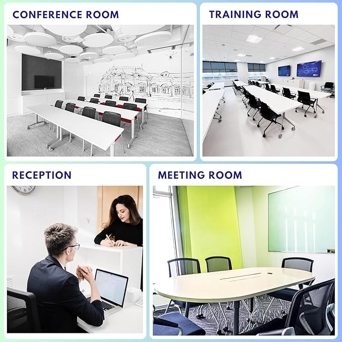 16 Pack Conference Room Chairs, Folding Office Desk Chair with Lumbar Support and Sliding Armrest, Stackable Office Guest Chairs & Reception Chairs