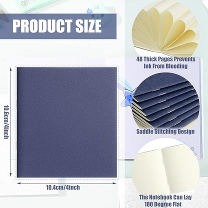 Thenshop 50 Pack Mini Pocket Kraft Notebooks Bulk 4 x 4 Inch Journal Notepads with Dot Memo Sketchbooks Writing Notepad for Party Favors Supplies(Dark Blue,Blank Page)