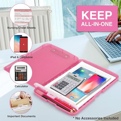 Sooez Glitter Clipboard with Storage, High Capacity Storage Clipboard with Pen Holder, Cute Clip Boards 8.5x11 with Low Profile Clip, Sparkle Plastic Clipboard Case Box for Women & Kids, Side Opening