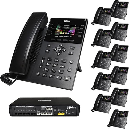 XBLUE X16 Plus VoIP System Bundle with (12) IP8g IP Phones - Including Auto Attendant, Voicemail, Remote Phone Extensions & Call Recording