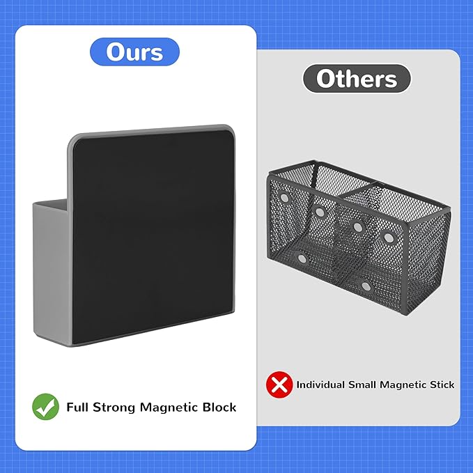 Magnetic Dry Erase Marker Holder, Magnetic Pen Holder for Fridge, Magnetic Marker Holder, Whiteboard Marker Holder for Locker Accessories, School, Office, Home, Magnetic Cup, 1 Pack, Grey