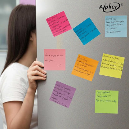 Sticky Notes & Index Strips - 8 Pads 3x3 Inch Note Pads and 8 Pads 0.6x3 inch Index Tabs, Bright Sticky Note Pads Set for Organization and Study (82 Sheet/Pads)