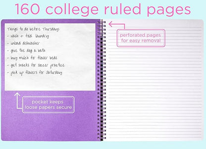 Steel Mill & Co Cute Large Spiral Notebook College Ruled, 11" x 9.5" with Durable Hardcover and 160 Lined Pages, Tie Dye
