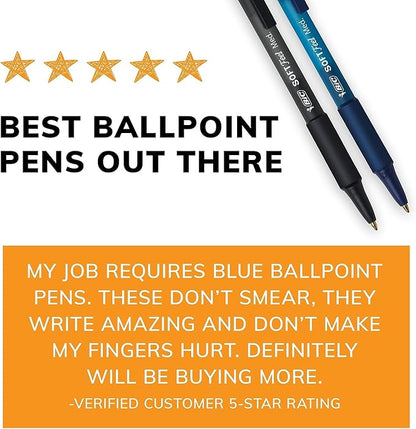 BIC Soft Feel Stick Pens With Special No-Slip Comfortable Grip, Medium Point (1.0 mm), Blue, 36-Count