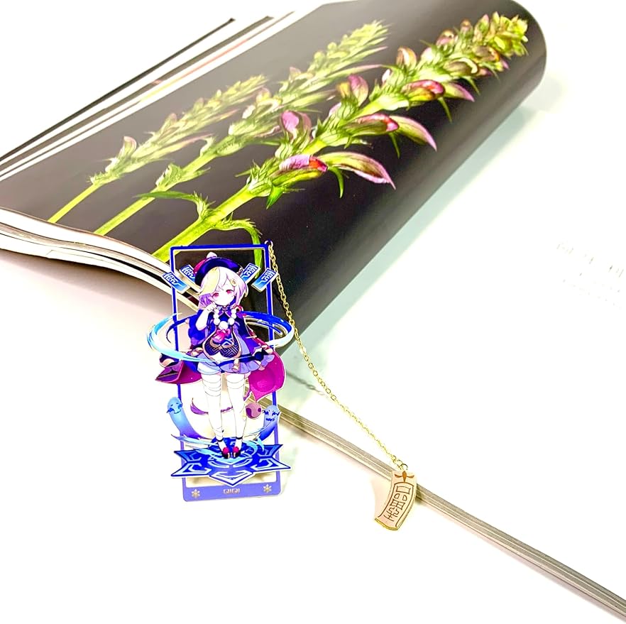 Genshin Impact Qiqi Metal Bookmark - Anime Figure Merch with 3D Display Box - Birthday Gifts for Fans Friends Gamer Book Lovers - Zllada