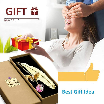 Vintage-Style Metal Feather Bookmark Mothers Day Gifts Valentine's Day Christmas Stocking Stuffers Butterfly Bookmarks for Women Mom Lady Readers Teacher Appreciation Gifts