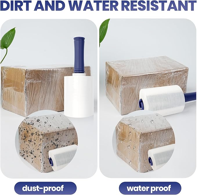 ADHES Mini Hand Stretch Wrap Film, 5 Inch x 1000 Feet, 12-Pack 80 Gauge Industrial Strength Stretch Film, Shrink Wrap Roll for Packing, Pallet Wrap, Furniture Wrapping Moving & Protection