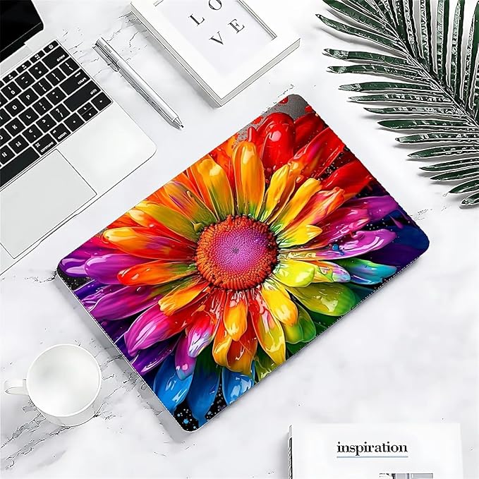 Compatible with 16.2 Inch MacBook Pro 2485/A2780, Colorful Rainbow Sunflowers Hard Plastic Shell Cover Case