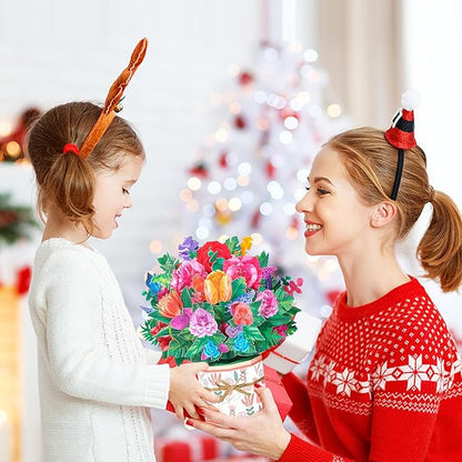 Rose Carnation Pop Up Card, 3D Flower Greeting Card with Envelopes for Any Occasion, Birthday, Mother's Day, Anniversary, Valentines Day, Handmade Gifts, Foldable Flower Cards for Friends