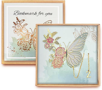 Metal Butterfly Bookmark for Women Cute Book Lovers Gift Butterfly Bookmarks Inital Book Mark Gifts for Reading Women Friend Teacher Appreciation Gifts Mom Birthday Valentines Day Christmas Gift, Z