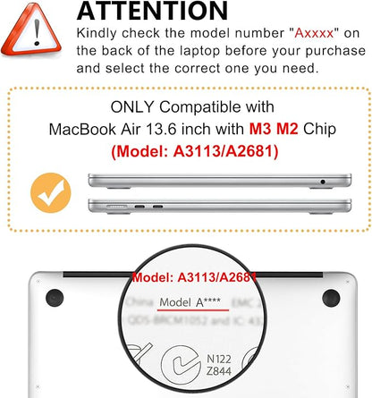 Case for MacBook Air 13.6 inch M3 A3113 M2 A2681 2024 2023 2022 Release with Liquid Display Touch ID, 5 in 1 Plastic Hard Shell&Keyboard Cover&Screen Protector&Webcam Cover, Garden Flower