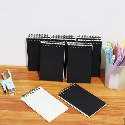 12 Pack Pocket Notebooks, 3x5 Small Notepads, Mini Spiral Notebooks, 60 Sheets/120 Pages,Lined College Ruled Paper, Memo Pads for Home, Office, School or Travel (Black)