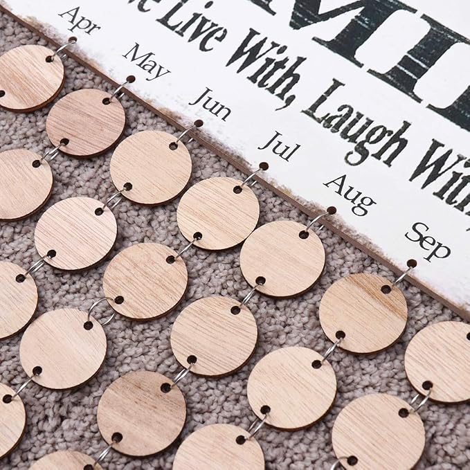 WINOMO Family Birthday Board Plaque DIY Hanging Wooden Birthday Reminder Calendar for Mom Dad Grandma Grandpa with 50pcs Round Discs